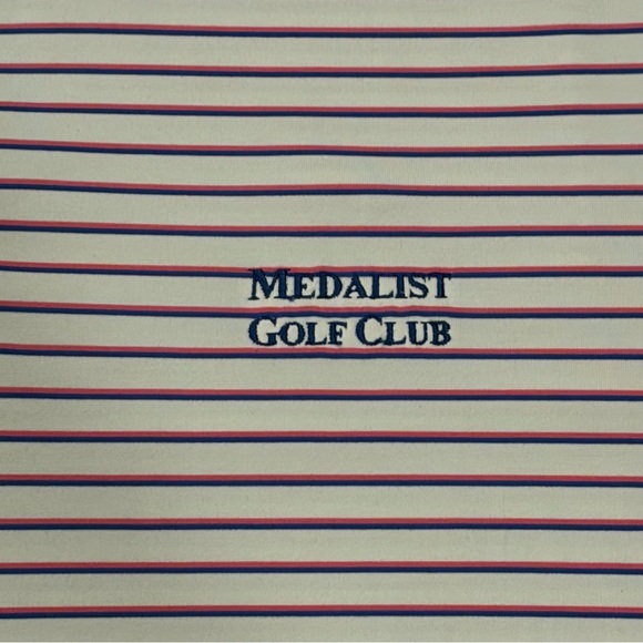 Holderness & Bourne Sutton Polo Shirt Mens Large White Stripe Medalist Golf Club - Picture 5 of 9